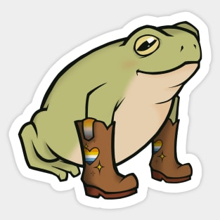 Aromantic Asexual Pride Cowboy Boots Frog Sticker